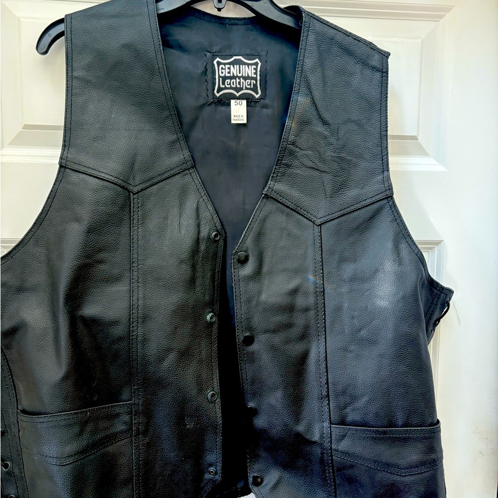 Genuine Leather Biker Vest, size XXL